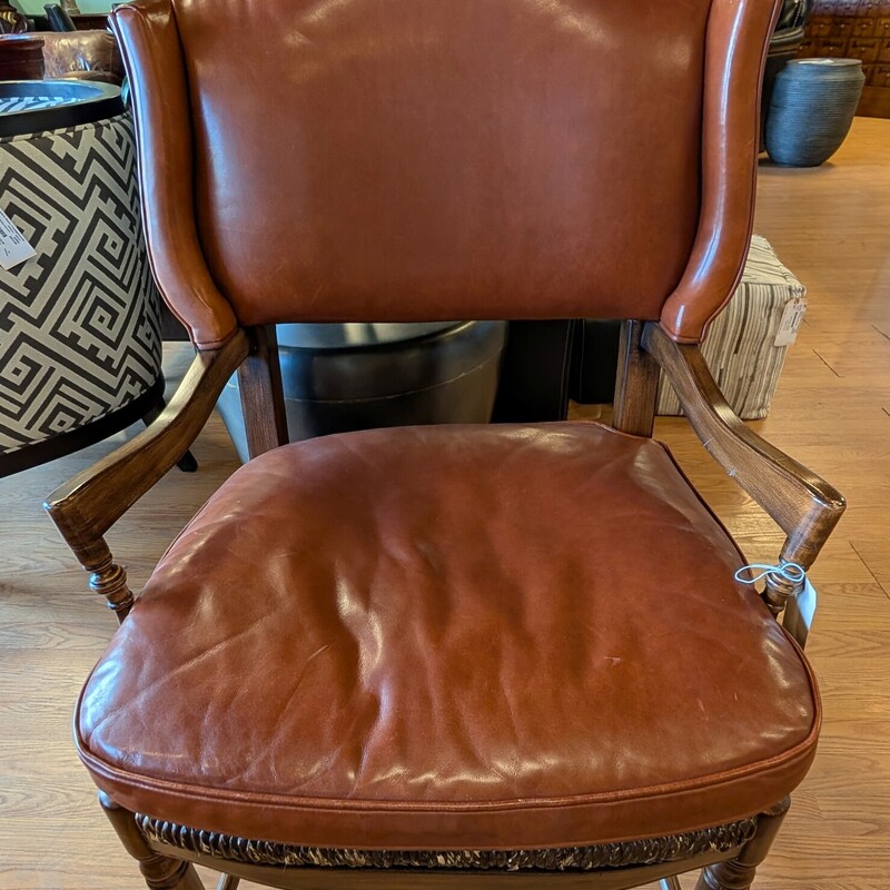 Wing Back Rush Seat Arm, Unique, Leather
25 x 24 x 40h
