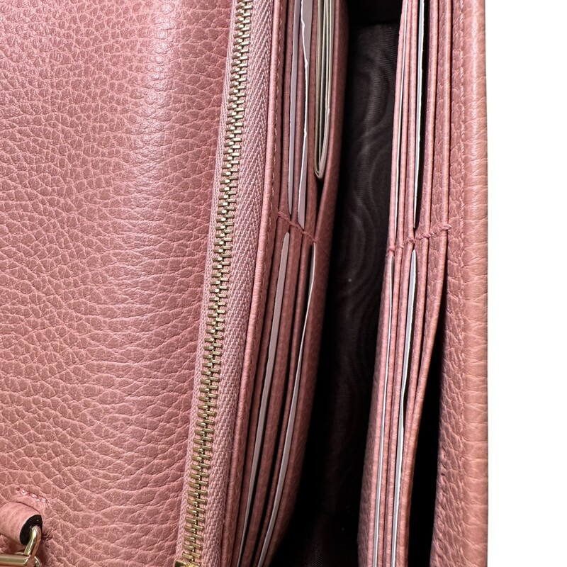 Gucci Dollar Interlocking Pink WOC<br />
<br />
Code: 510314 0959<br />
<br />
Dimensions:<br />
Base length: 7.5 in<br />
Height: 4.5 in<br />
Width: 1.25 in<br />
Drop: 23 in<br />
<br />
In very good condition. Light scratching to the hardware.<br />
<br />
Comes with the original dust bag and box.