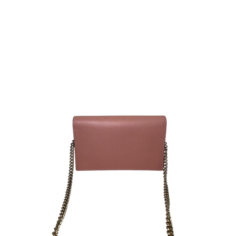 Gucci Dollar Interlocking Pink WOC<br />
<br />
Code: 510314 0959<br />
<br />
Dimensions:<br />
Base length: 7.5 in<br />
Height: 4.5 in<br />
Width: 1.25 in<br />
Drop: 23 in<br />
<br />
In very good condition. Light scratching to the hardware.<br />
<br />
Comes with the original dust bag and box.