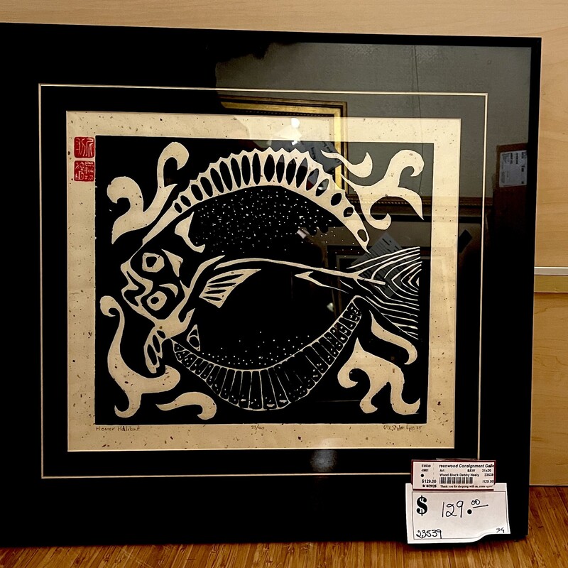 Wood Block Debby Neely, B&W, Size: 21x20