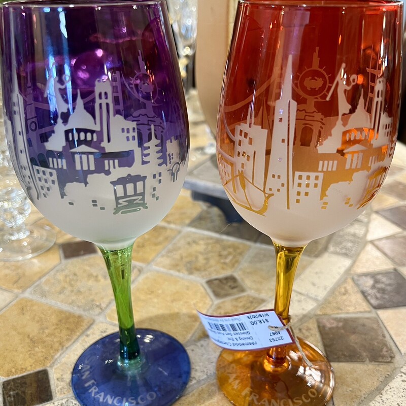 Glasses San Fran Skyline, -, Size: Set Of 2