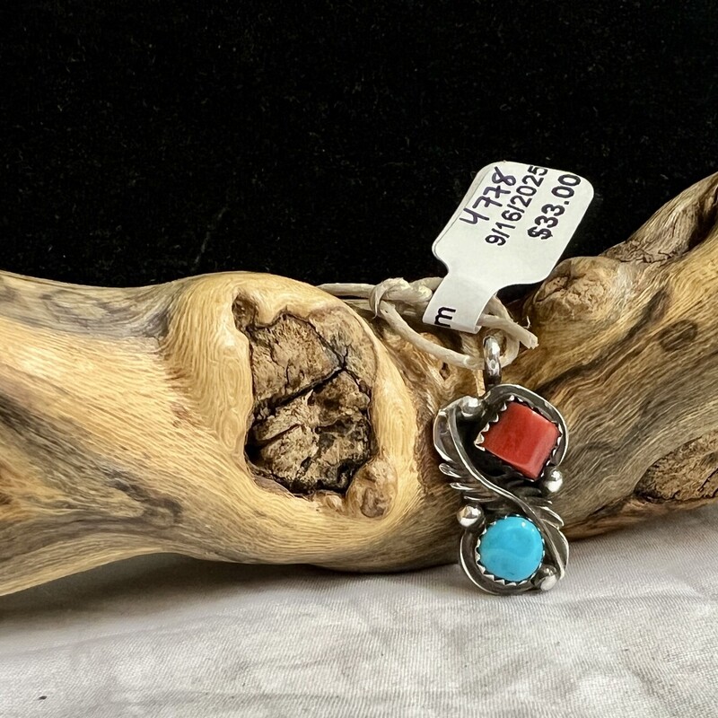 Turquoise & coral pendant