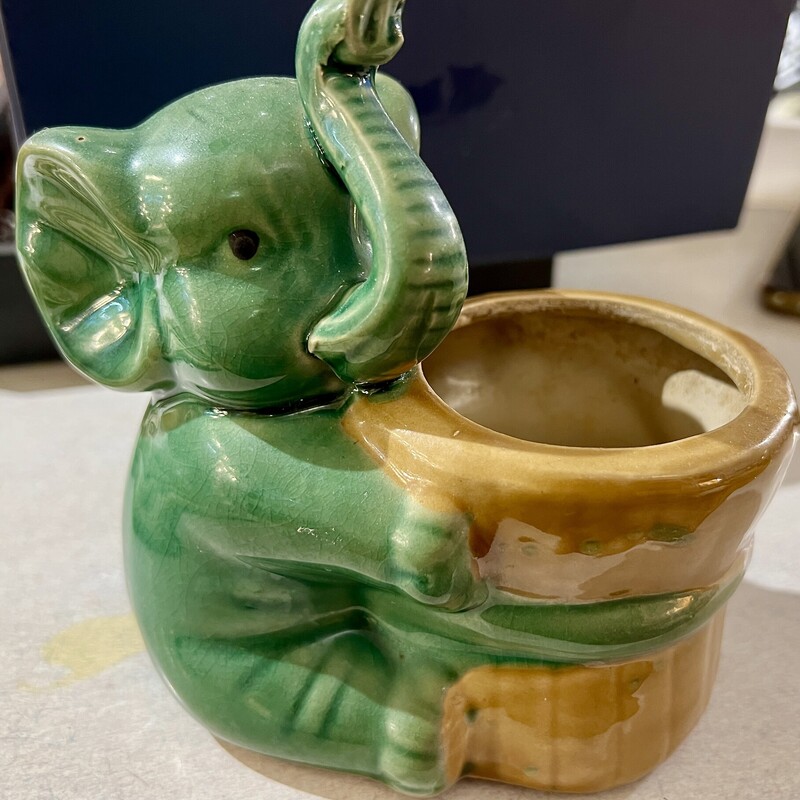 Planter Elephant Vintage, Green, Size: 3x5x5