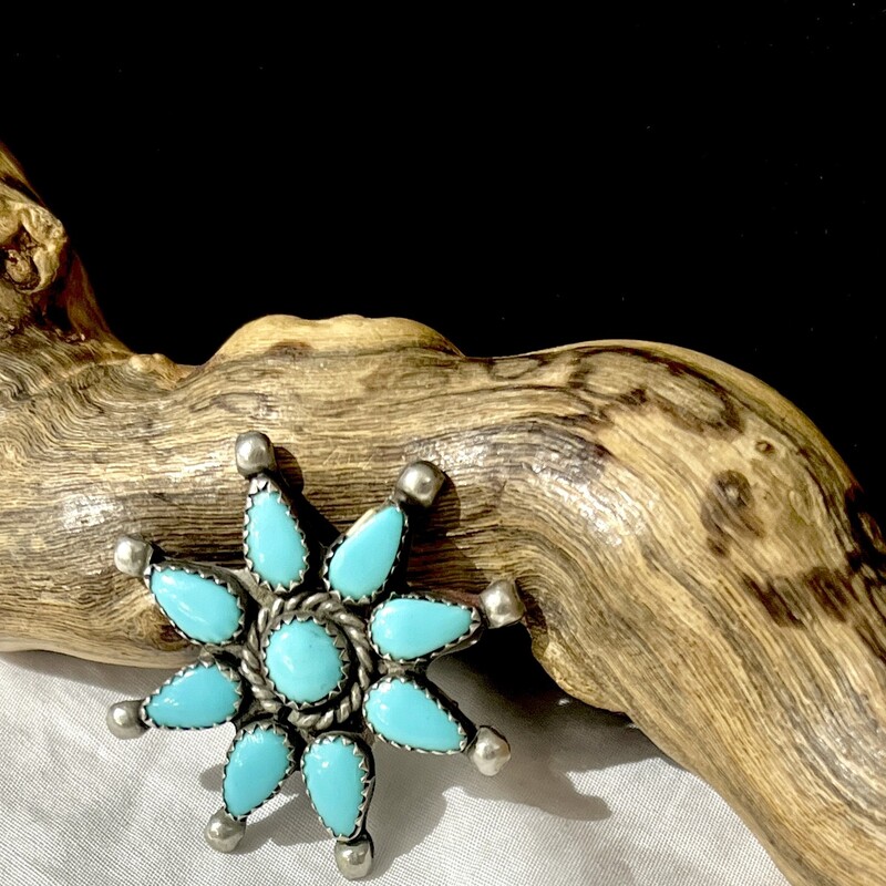 Native American Turquoise flower pin