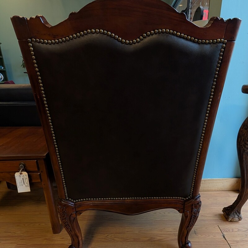 Carved Wood & Leather, Brown, Studs
31 x 32 x 46h