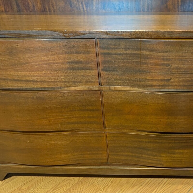 Mid Century Curved, Dark Stain, 6 Drawer
54 x 19 x 32h