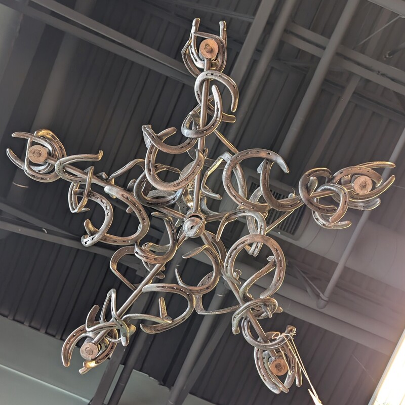 Iron Horseshoe Chandelier, Gray
36w x 12h