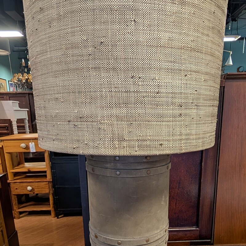 Jamie Young Barrel Table Lamp, Olive Suede
15 x 28h