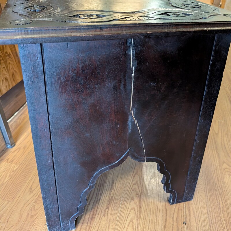 Carved Wood Accent Table, Black, Small
18 x 18 x 20h