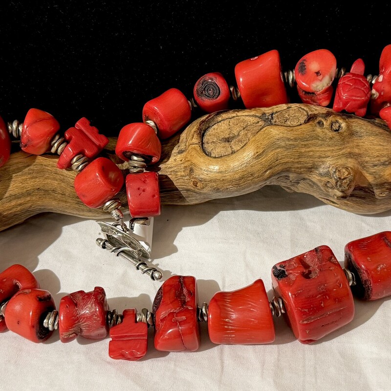 Red bamboo necklace.