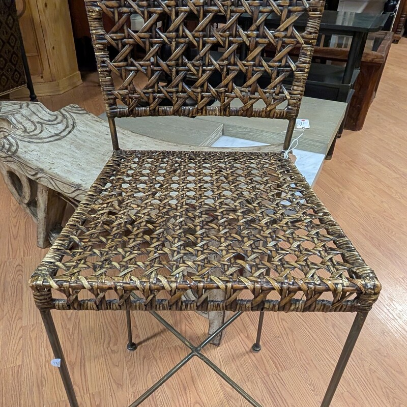 Rattan & Metal Barstool, Light Brown
17 x 16 x 44h
Seat Height 29in