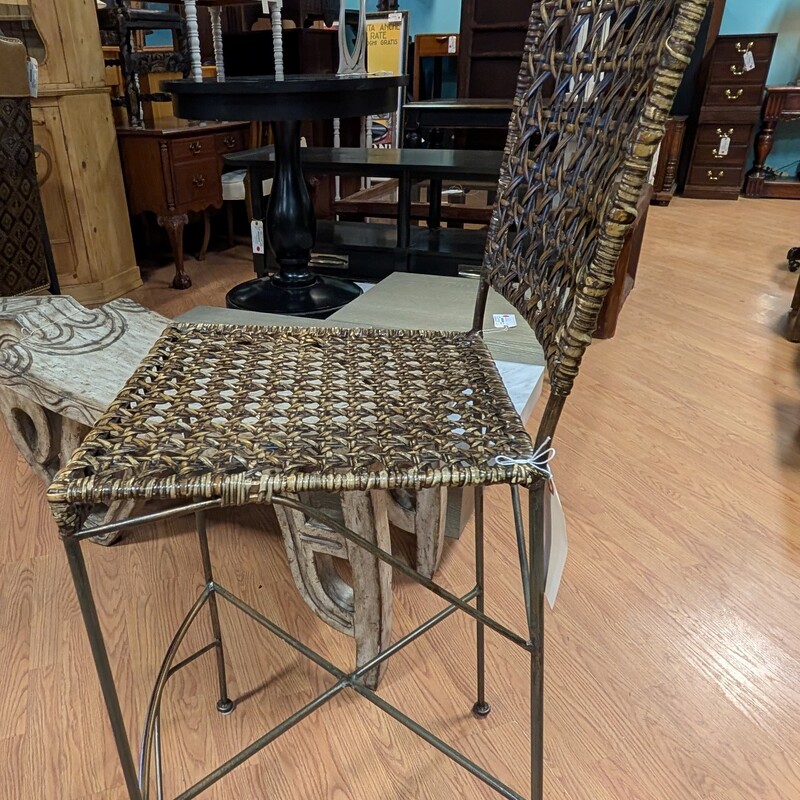 Rattan & Metal Barstool, Light Brown
17 x 16 x 44h
Seat Height 29in