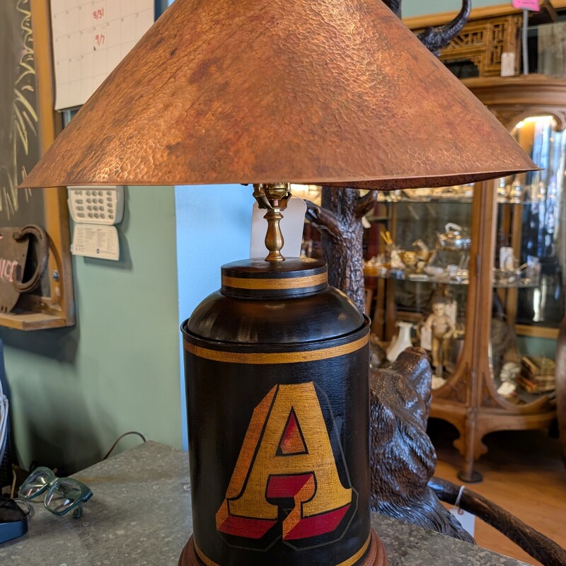 Wood *A* Lamp Table, Copper Shade
20 x 26h