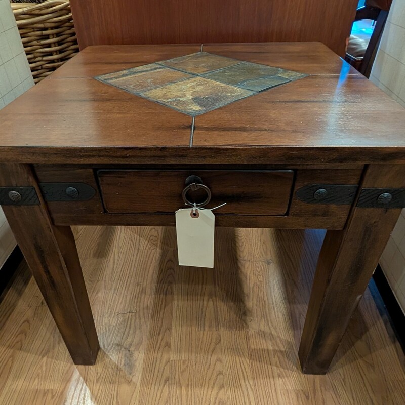 Diamond Slate Mission Side Table, Square, Drawer
25 x 25 x 23h