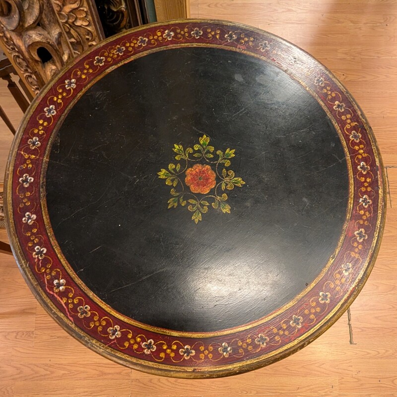 Painted Rosette Table, Black, Round<br />
24 x 27h