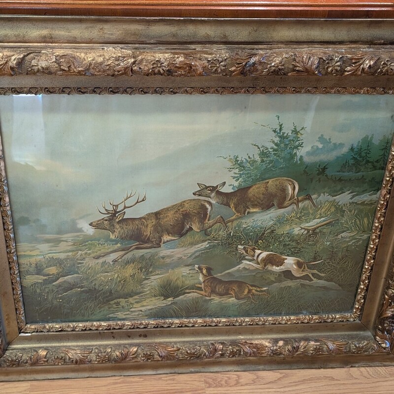 Elk Male/female Hunt Dogs, Antique Frame
38 x 30.5h