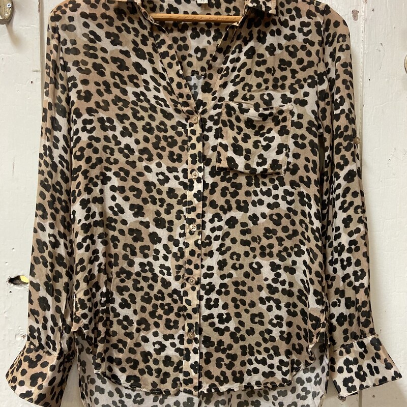Br/Tn Leop Bttn Shirt<br />
Br/tan<br />
Size: XS R $78