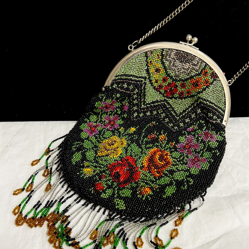 Purse Vintage Beaded, Black.
