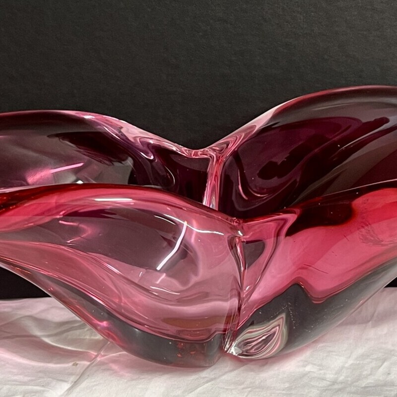 Vintage Murano Vase, Pink, Size: 15x4