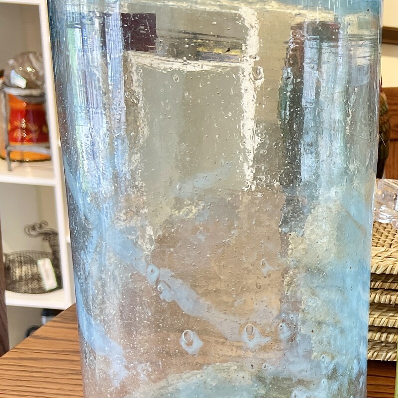 Vase Large Hand Blown, Bluish, Size: 13x8