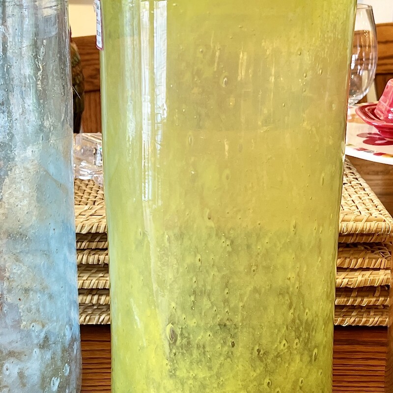 Vase Large Hand Blown, Lime, Size: 12x6