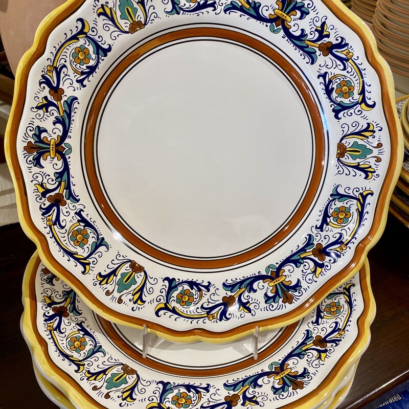 Plates Dinner Deruta, Scalloped, Size: 4 Pcs