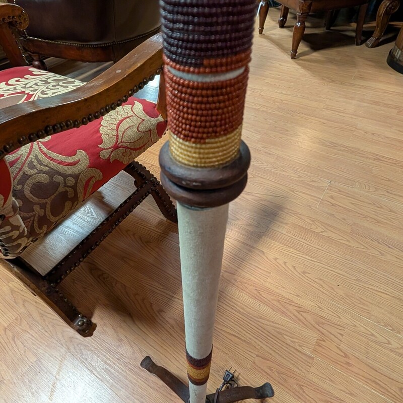 Floor Lamp Leather Beads, Native  Amererican, Nice Hide Shade
16 x 63h