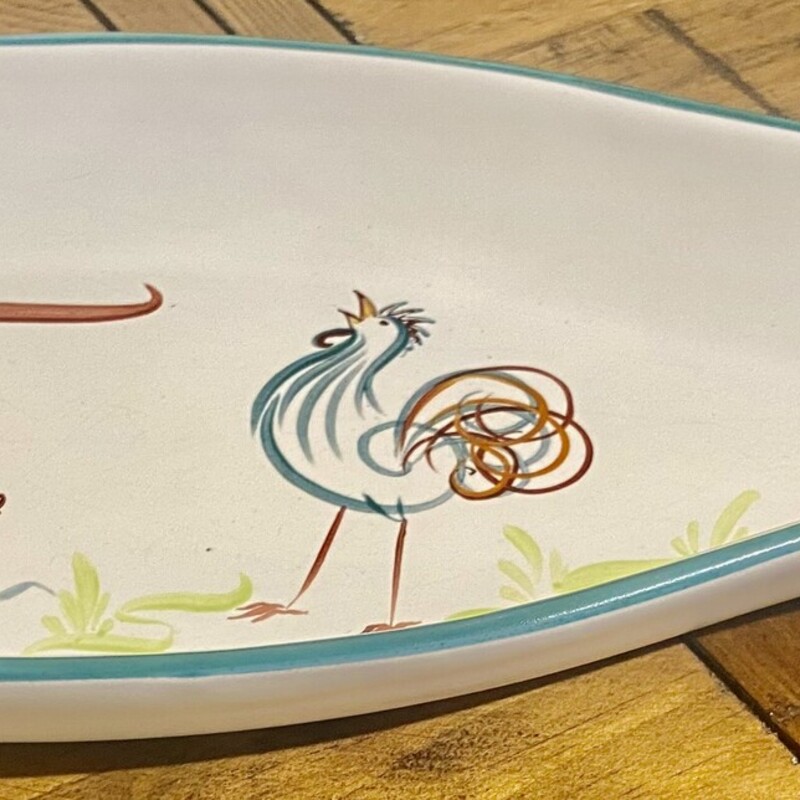 Celery Plate Denby Flair, Rooster, Size: 13x6