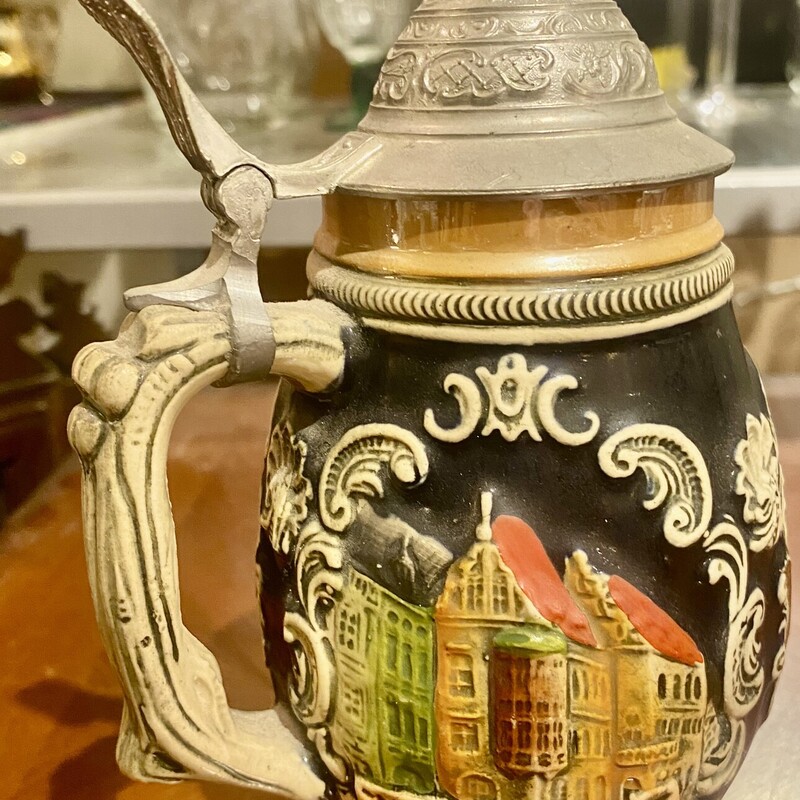 Stein German, Munchen, Pewter Top, Size: 7.5 H