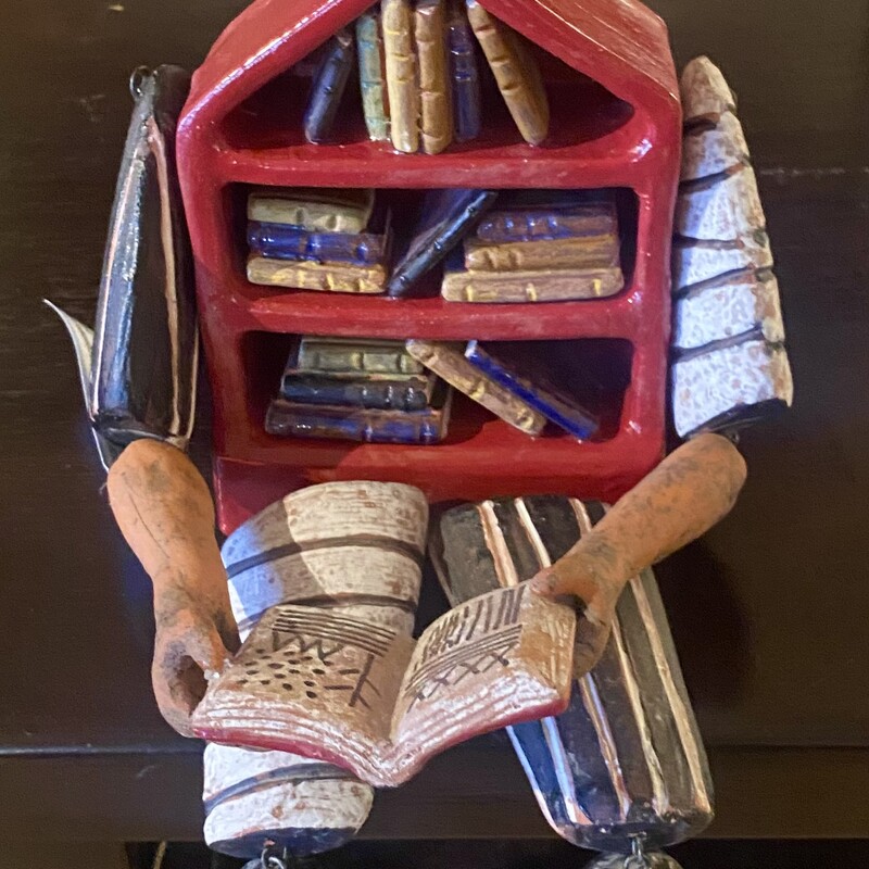 Storyteller MLSchumacher, Clay & Wire Sculpture,   Size: 8x6x9