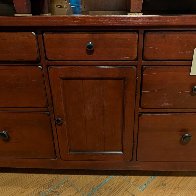 Attic Heirlooms W/Door, DkRed,  7 Drawer
68 x 19 x 37h