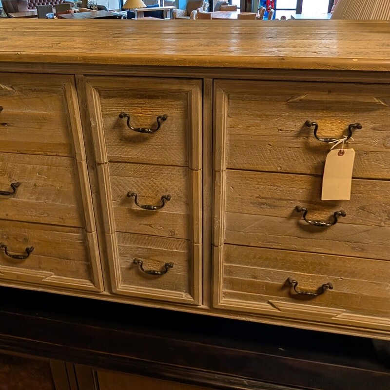 Natural Rough Cut Wood, LtStn, 9 Drawer
55 x 20 x 33.5h