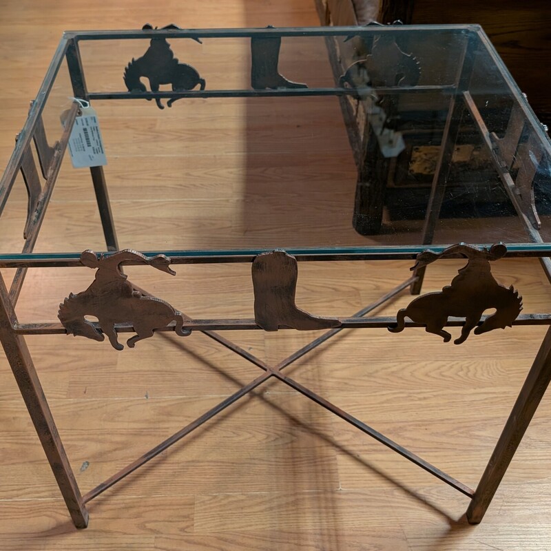 Iron W/Glass Top, Cowboys, Horses
20 x 26 x 24h