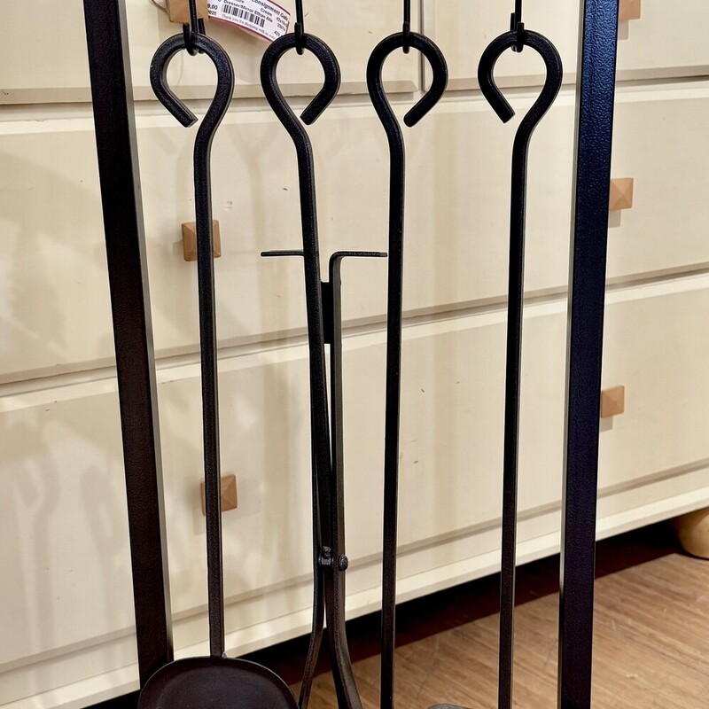 Fireplace Set, Black, Size: 5 Pcs