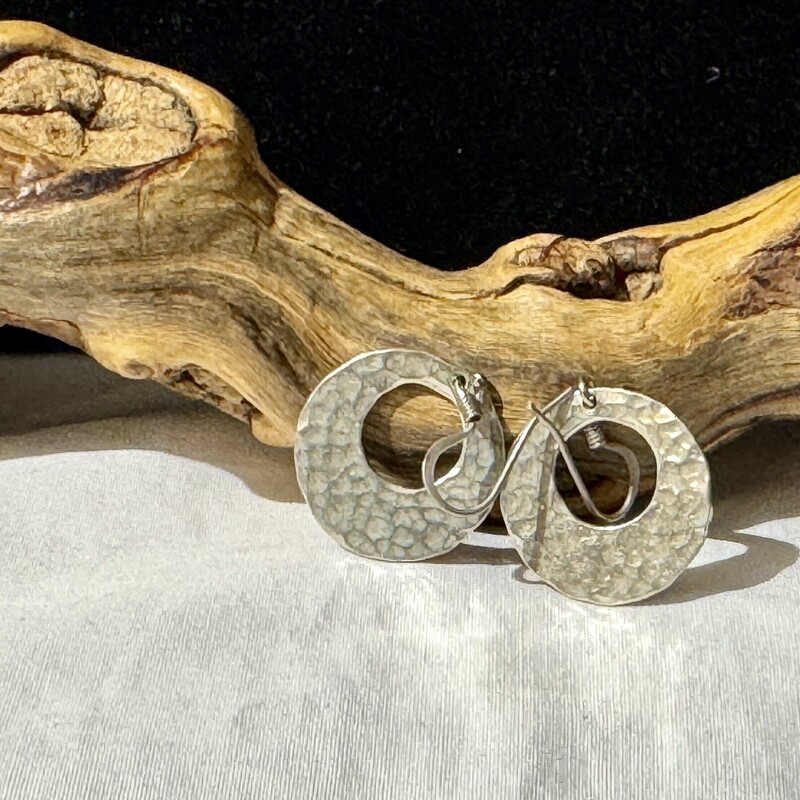 Sterling hammered circle earrings