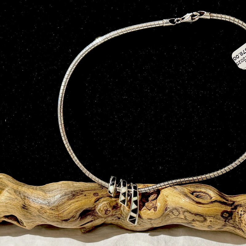 Sterling Omega onyx twist necklace