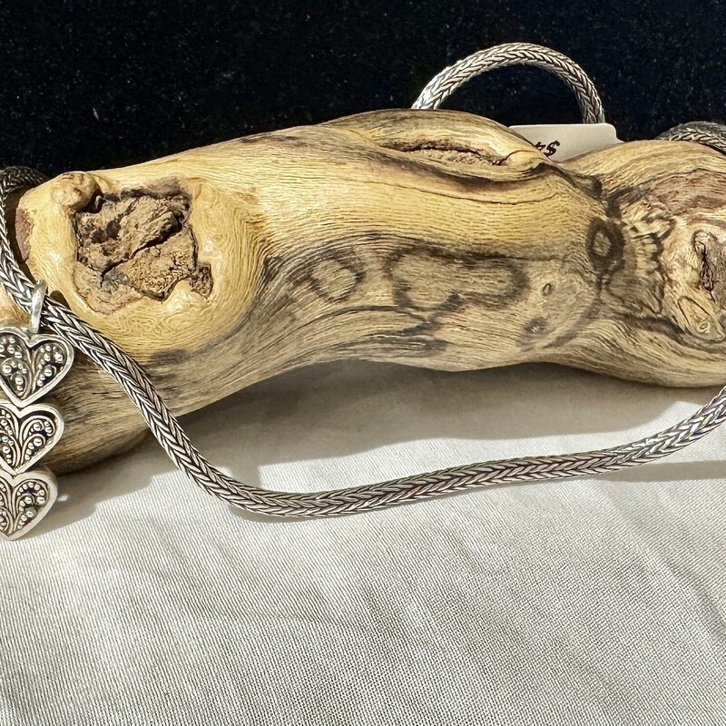 Sterling 3-heart drop necklace