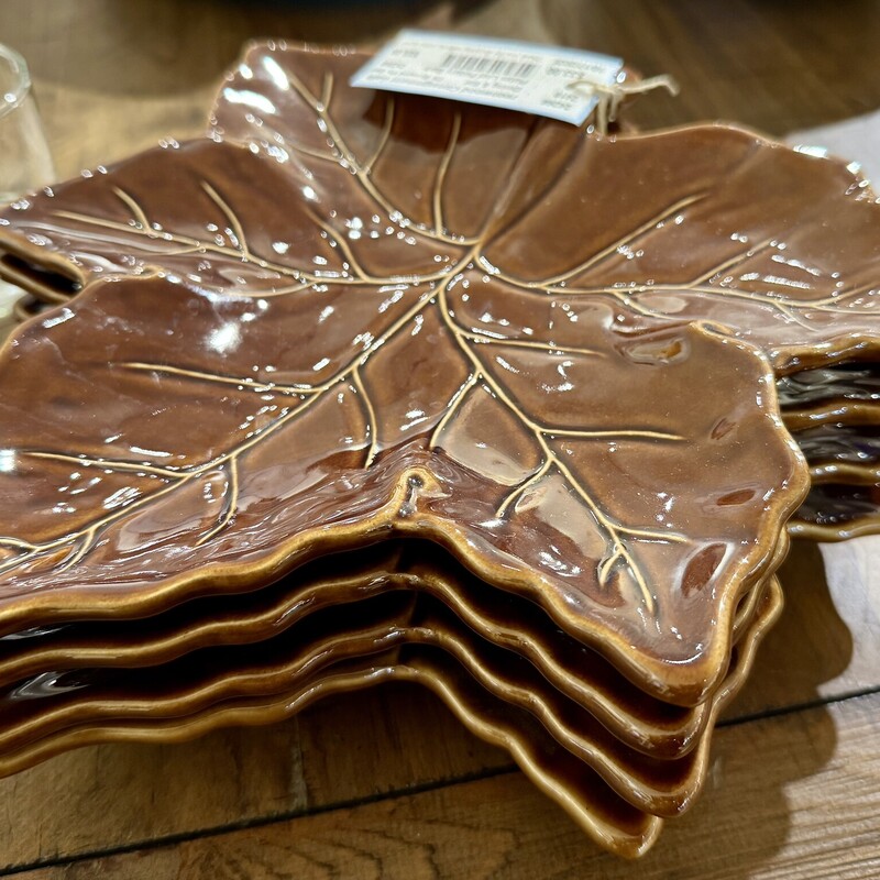 Plates Leaf Pottery Barn, Dk Brown,
Size: 4 Pc Set