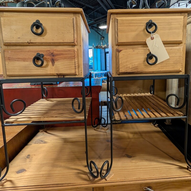Pine Side On Metal Stand