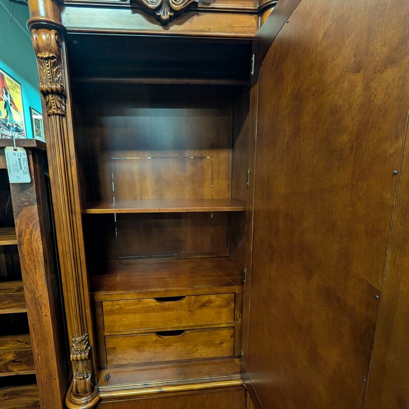 Pulaski Armoire Desk 2pc, GlsDoor, 3 Drawer<br />
38w x 24d x 91h