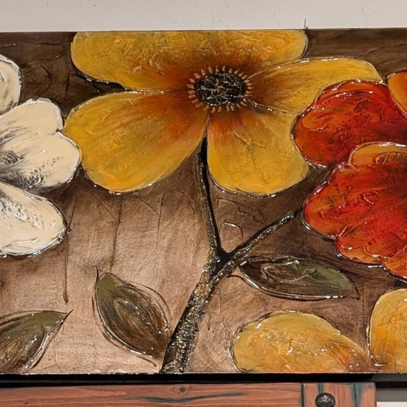 3 BIG FLOWERS Modern Painting, Canvas
60 x 27h