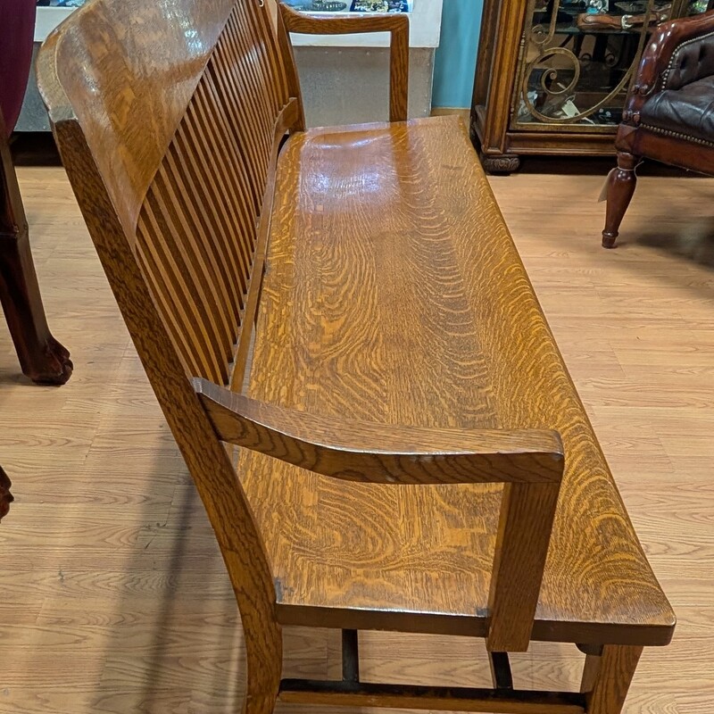 Antique Courthouse Bench, Oak, Industrial<br />
70 x 21 x 37h