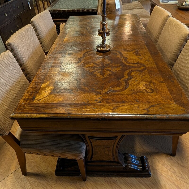 Four Hand Fabric Dining, Stripes, Studs<br />
19 x 21 x 35h