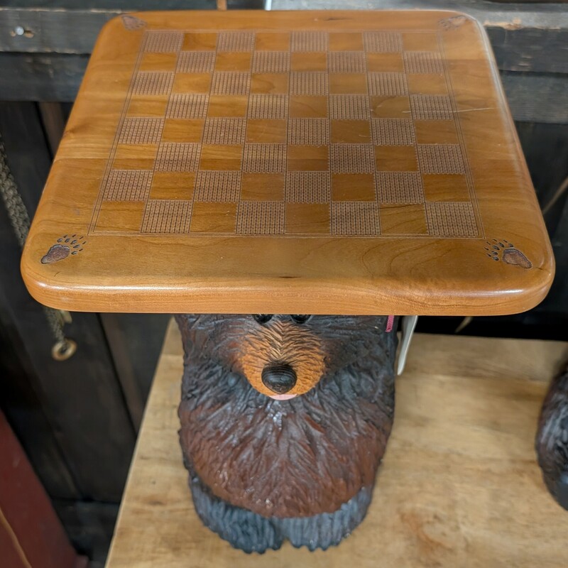 Carved Bear Checker Table, Colorado, Cute
11 x 11 x 18h