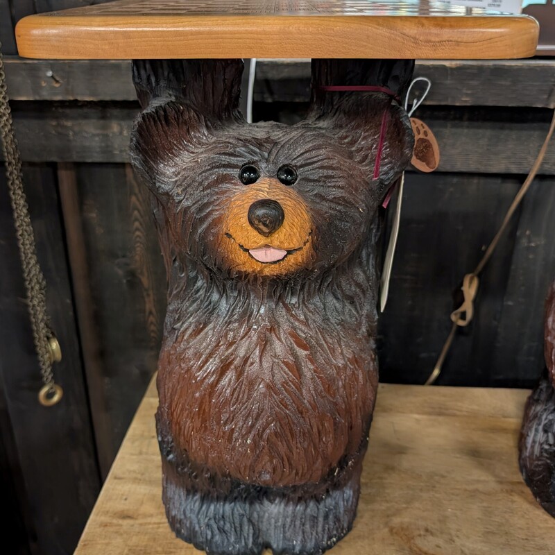Carved Bear Checker Table