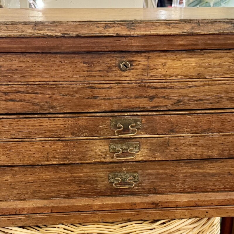 Antique Chest With Hinged Top & Drawers Antique, Wood, Size: 24x15x12