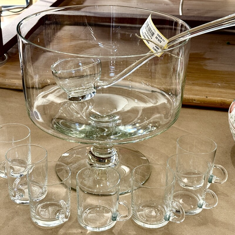 Elegant Punch Bowl/Ladle/7 Cups,
Size: 9 Pieces