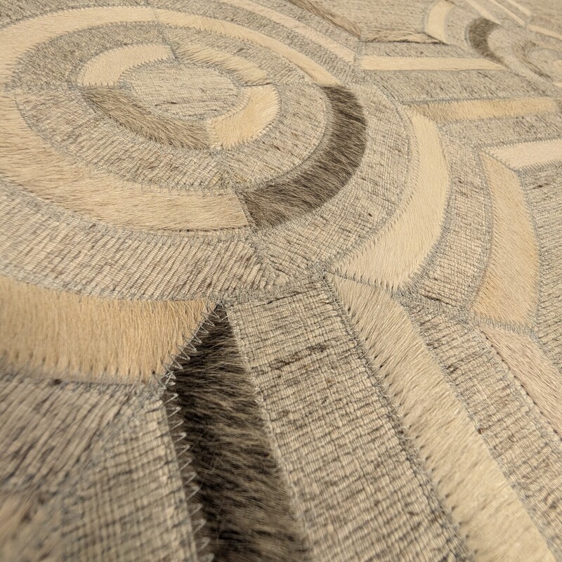 Hide & Fabric Rug, Geometric, 7ft 9in x 9ft 9in