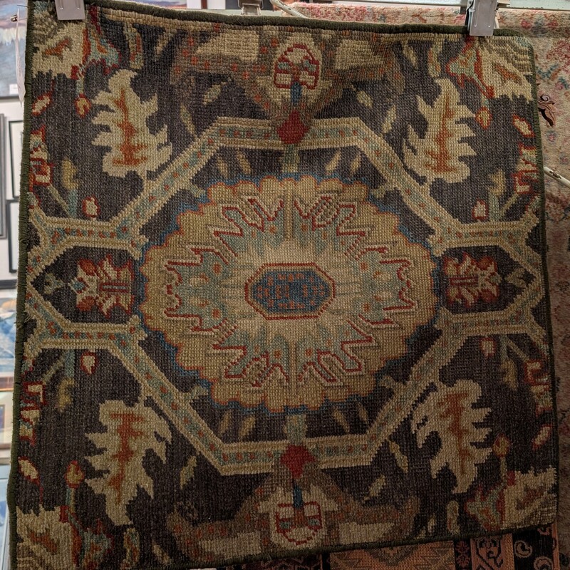 Handmade Wool Rug, Multi, 31 X 31