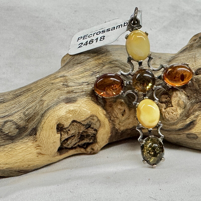Amber cross pendant